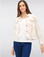 Manteaux | La maison du manteau au Québec Veste Courte Boutonnée Imprimée en Mélange De Lin Beige Avec Poches Par Dash