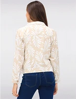 Manteaux | La maison du manteau au Québec Veste Courte Boutonnée Imprimée en Mélange De Lin Beige Avec Poches Par Dash