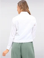 Manteaux | La maison du manteau au Québec Veste Courte Boutonnée en Gaze de Coton Uni avec Poches Poitrine par Dash