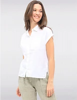 Manteaux | La maison du manteau au Québec Blouse Boutonnée en Coton avec Manches à Revers et Poche Poitrine par Dash