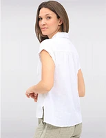 Manteaux | La maison du manteau au Québec Blouse Boutonnée en Coton avec Manches à Revers et Poche Poitrine par Dash