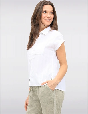 Manteaux | La maison du manteau au Québec Blouse Boutonnée en Coton avec Manches à Revers et Poche Poitrine par Dash