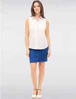 Manteaux | La maison du manteau au Québec Blouse Sans Manches en Coton Rayée Boutonnée avec Poche Poitrine par Dash