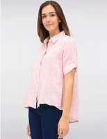 Manteaux | La maison du manteau au Québec Blouse en Coton à Tissage Gaufré Boutonnée avec Manches 3/4 Ajustables par Erika