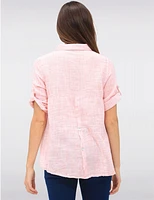Manteaux | La maison du manteau au Québec Blouse en Coton à Tissage Gaufré Boutonnée avec Manches 3/4 Ajustables par Erika