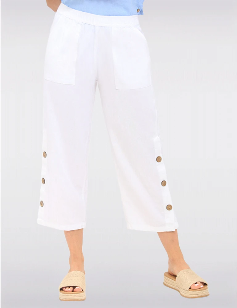 Manteaux | La maison du manteau au Québec Pantalon Large Cotton à Enfiler avec Poches & Détails Boutons Latéraux par Erika