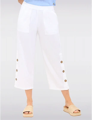 Manteaux | La maison du manteau au Québec Pantalon Large Cotton à Enfiler avec Poches & Détails Boutons Latéraux par Erika
