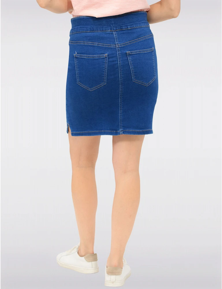 Manteaux | La maison du manteau au Québec Jupe en Jean Bleu Polyvalente Droite avec Short Intégré et Poches par Erik