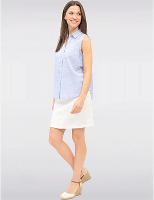 Manteaux | La maison du manteau au Québec Jupe Droite à Enfiler en Denim Blanc avec Short Intégré et Poches par Erika
