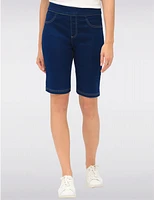 Manteaux | La maison du manteau au Québec Cotton Stretch Pull-Up Dark Wash Denim Bermuda with Back Pockets by Erika
