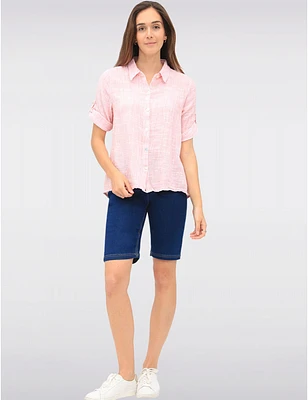 Manteaux | La maison du manteau au Québec Cotton Stretch Pull-Up Dark Wash Denim Bermuda with Back Pockets by Erika