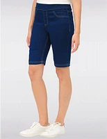 Manteaux | La maison du manteau au Québec Cotton Stretch Pull-Up Dark Wash Denim Bermuda with Back Pockets by Erika