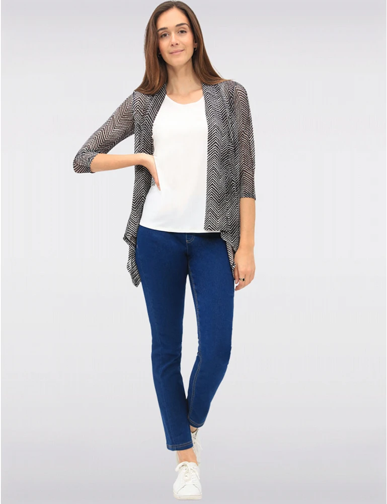 Manteaux | La maison du manteau au Québec Pantalon Denim Foncé Étroit en Coton Extensible à Enfiler avec Poches par Erika