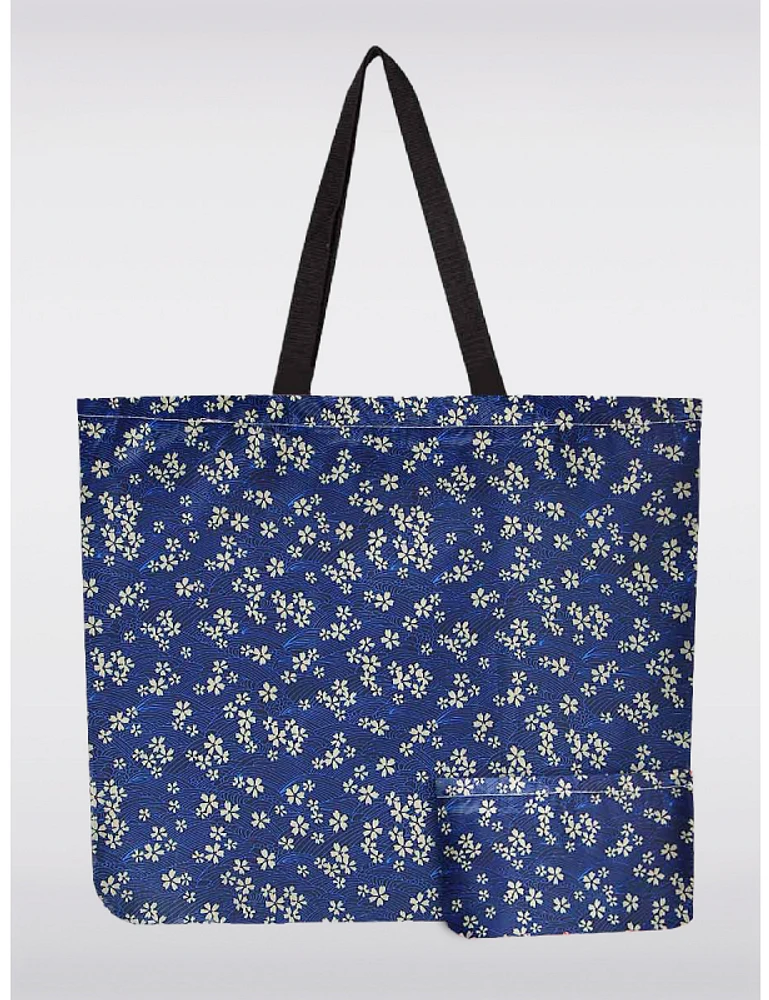 Manteaux Manteaux | La maison du manteau au Québec Sac Tote Bleu Imprimé Réutilisable et Pliable - Léger, Recyclé et Compact