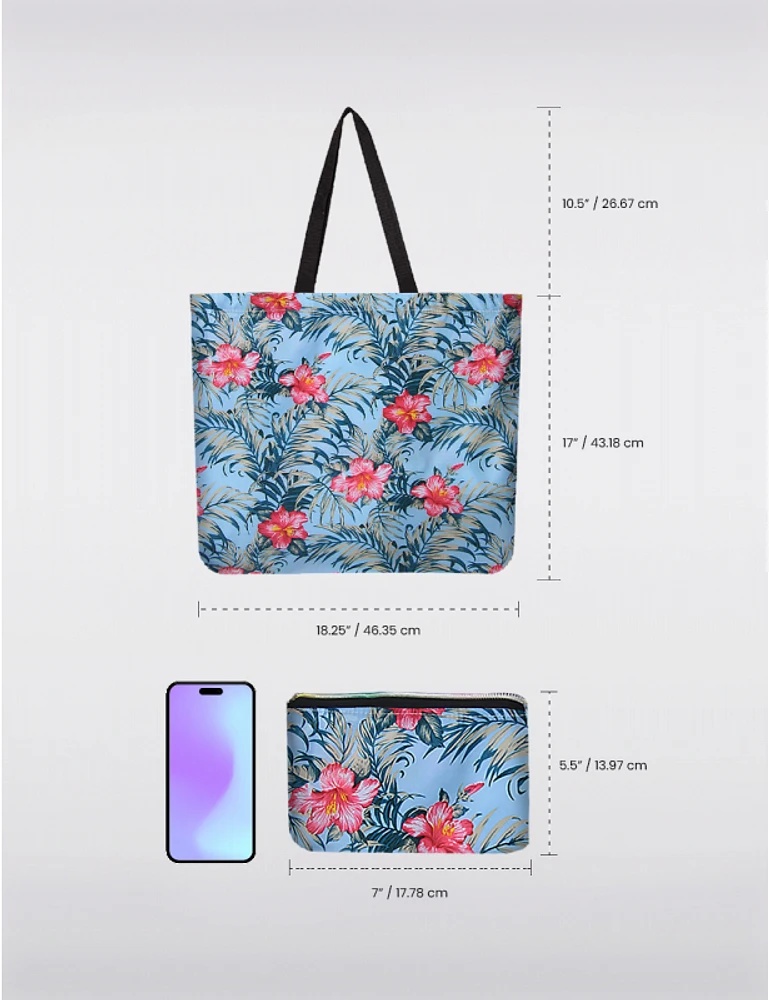 Manteaux Manteaux | La maison du manteau au Québec Sac Tote Bleu Imprimé Réutilisable et Pliable - Léger, Recyclé et Compact