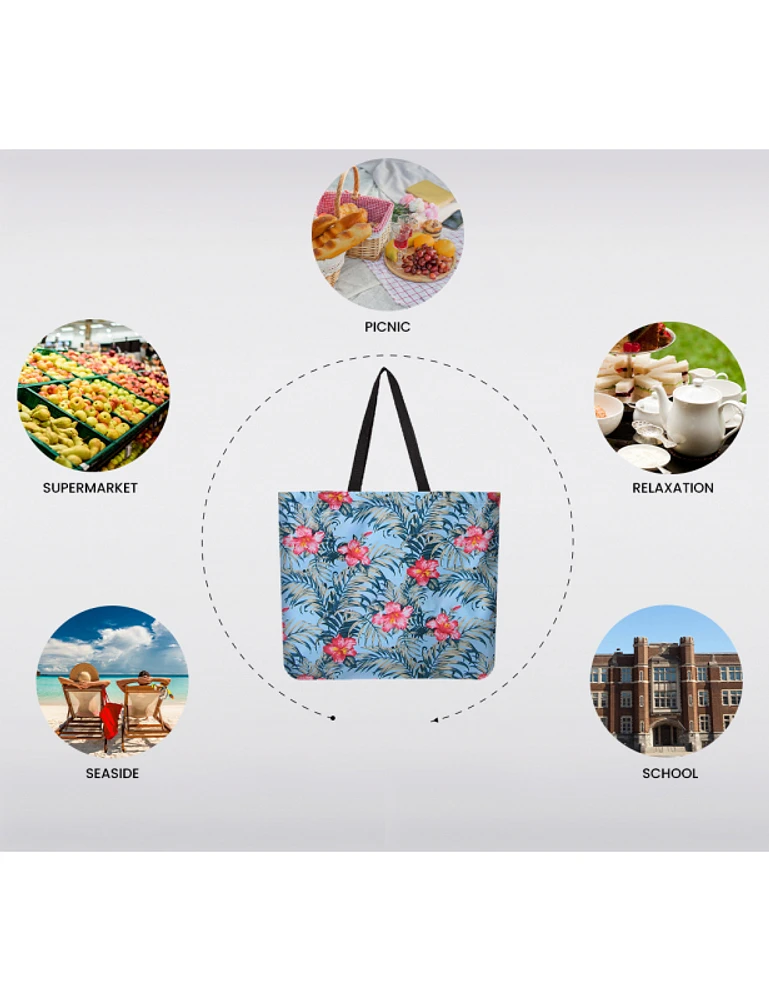 Manteaux Manteaux | La maison du manteau au Québec Sac Tote Bleu Imprimé Réutilisable et Pliable - Léger, Recyclé et Compact