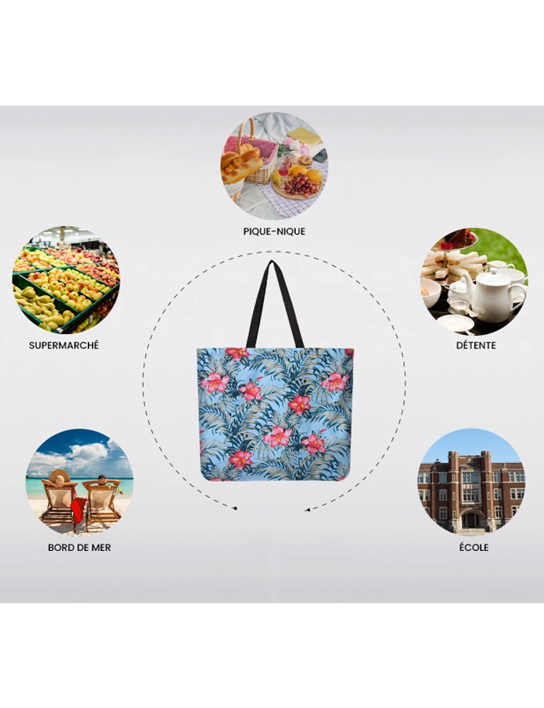 Manteaux Manteaux | La maison du manteau au Québec Sac Tote Bleu Imprimé Réutilisable et Pliable - Léger, Recyclé et Compact