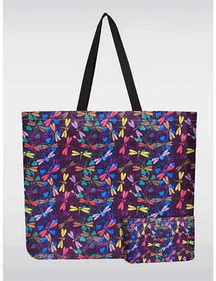 Manteaux Manteaux | La maison du manteau au Québec Sac Tote Bourgogne Imprimé Libellule Réutilisable et Pliable - Léger & Recyclé