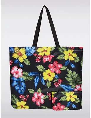 Manteaux Manteaux | La maison du manteau au Québec Sac Tote Léger Réutilisable et Pliable en Noir Imprimé Floral Multicolore