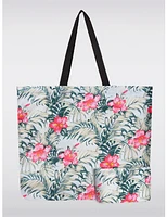 Manteaux | La maison du manteau au Québec Sac Léger Réutilisable et Pliable Imprimé Bleu avec Fleurs Multicolores