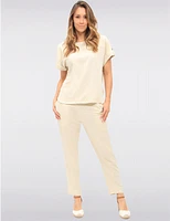 Manteaux | La maison du manteau au Québec Pantalon Chic en Mélange de Lin avec Taille Élastique & Poches par Julia Paradis