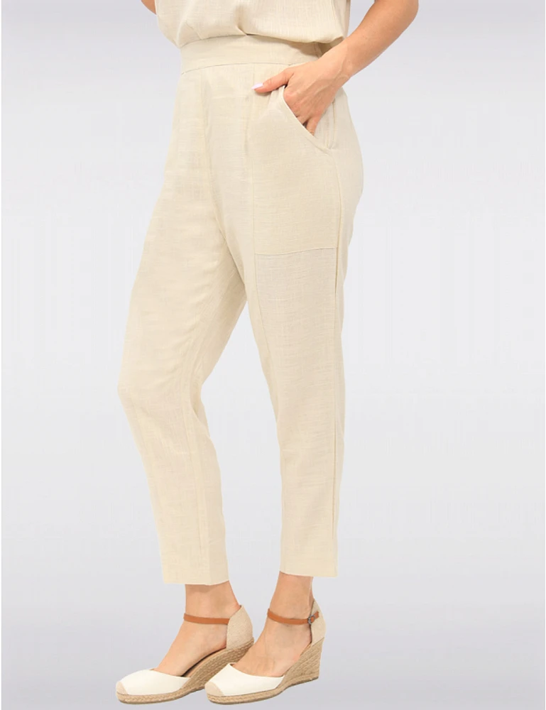 Manteaux | La maison du manteau au Québec Pantalon Chic en Mélange de Lin avec Taille Élastique & Poches par Julia Paradis