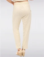 Manteaux | La maison du manteau au Québec Pantalon Chic en Mélange de Lin avec Taille Élastique & Poches par Julia Paradis