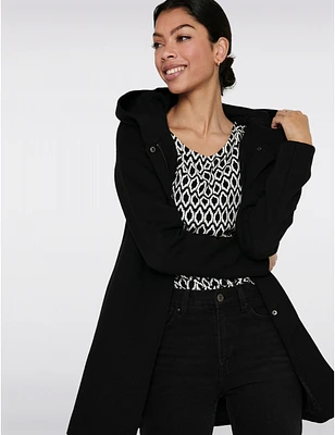 Manteau Droit Capuche Zip par Only
