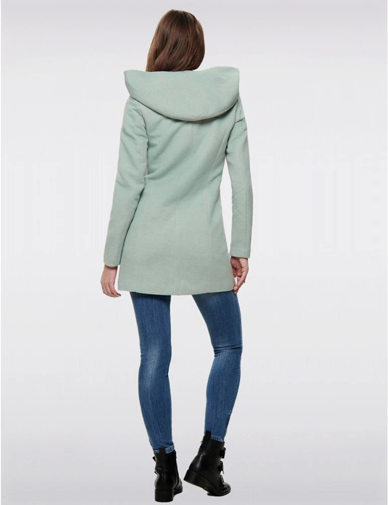 Manteau Droit Capuche Zip par Only