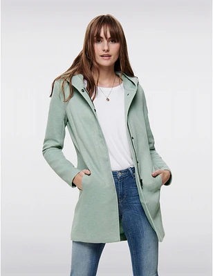 Manteau Droit Capuche Zip par Only