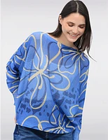 Manteaux Manteaux | La maison du manteau au Québec Haut Tricoté à Col Bateau Manches Dolman Motif Floral par Froccella