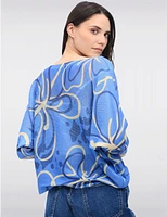 Manteaux Manteaux | La maison du manteau au Québec Haut Tricoté à Col Bateau Manches Dolman Motif Floral par Froccella