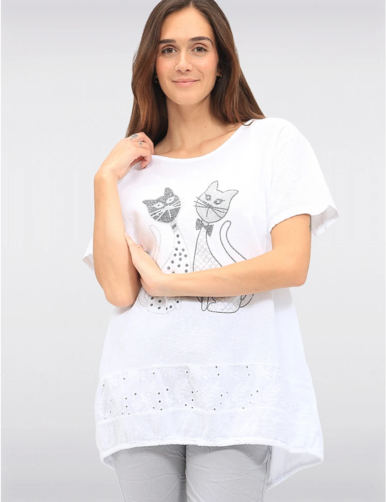 Haut Chat Strass Lin Froccella