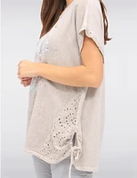 Manteaux | La maison du manteau au Québec Haut Coton-lin à Fleurs avec Broderie Anglaise & Cordon de Serrage par Froccella