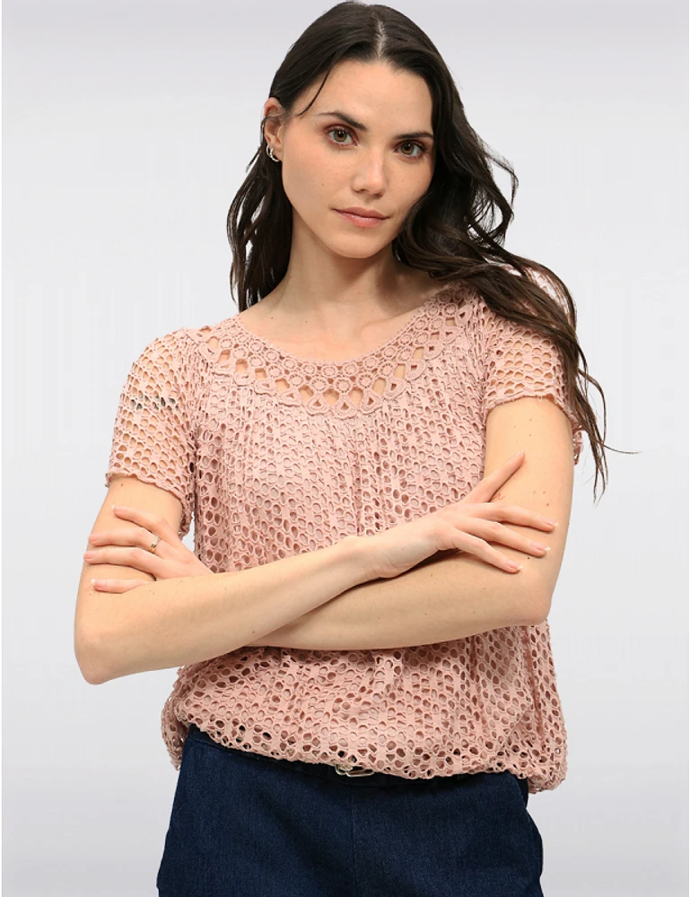 Haut Manches Courtes Crochet Froccella