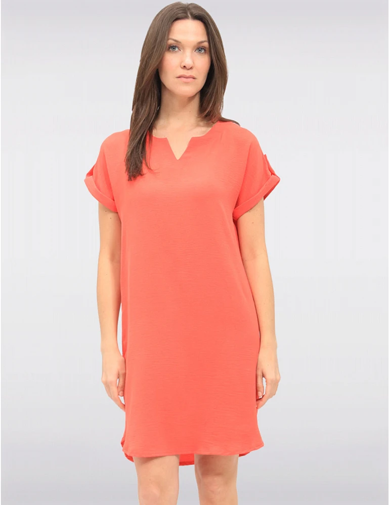 Manteaux | La maison du manteau au Québec Robe Coupe Droite Manches Courtes à Revers Boutonnés et Col en V by Devia
