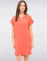 Manteaux | La maison du manteau au Québec Robe Coupe Droite Manches Courtes à Revers Boutonnés et Col en V by Devia