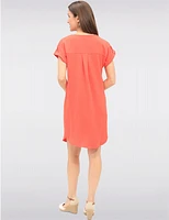 Manteaux | La maison du manteau au Québec Robe Coupe Droite Manches Courtes à Revers Boutonnés et Col en V by Devia