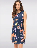 Manteaux | La maison du manteau au Québec Robe Sans Manches en Mélange de Lin Col Rond Imprimé Floral & Poches par Devia