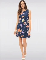Manteaux | La maison du manteau au Québec Robe Sans Manches en Mélange de Lin Col Rond Imprimé Floral & Poches par Devia