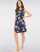 Manteaux | La maison du manteau au Québec Robe Sans Manches en Mélange de Lin Col Rond Imprimé Floral & Poches par Devia