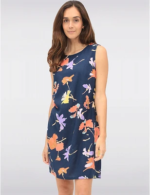 Manteaux | La maison du manteau au Québec Robe Sans Manches en Mélange de Lin Col Rond Imprimé Floral & Poches par Devia
