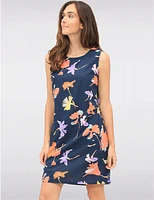 Manteaux | La maison du manteau au Québec Robe Sans Manches en Mélange de Lin Col Rond Imprimé Floral & Poches par Devia