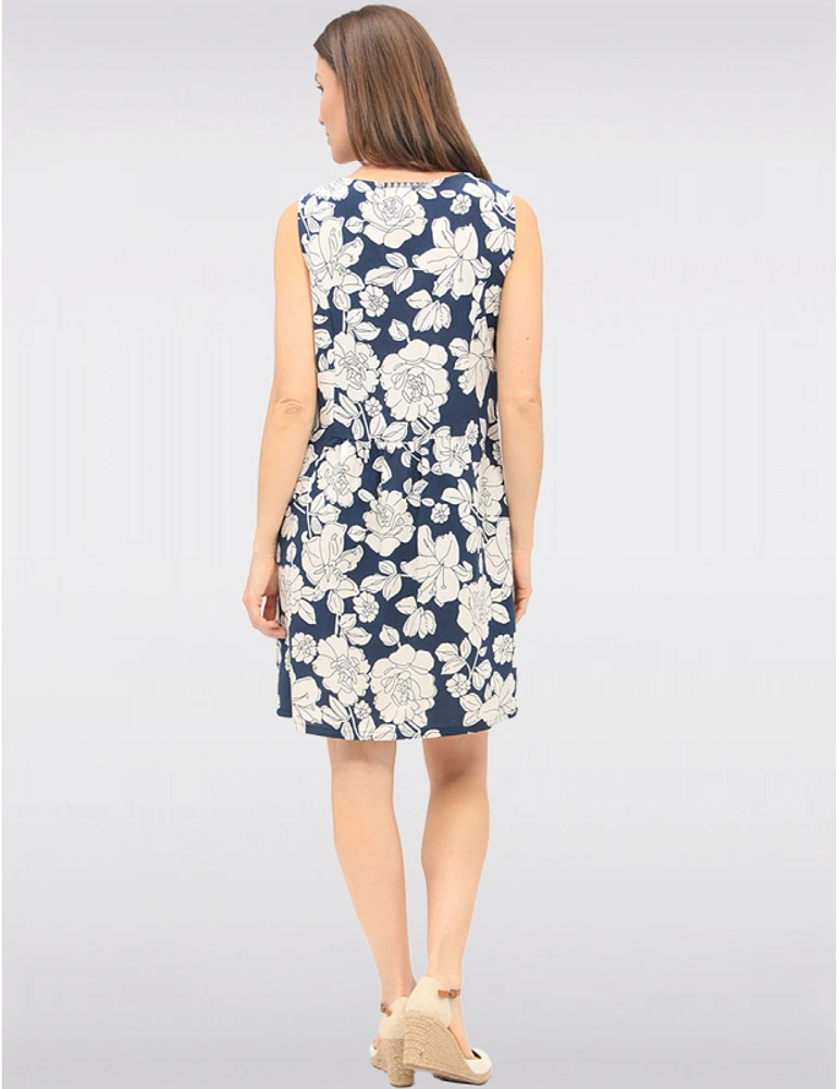 Manteaux | La maison du manteau au Québec Robe Sans Manches en Mélange de Lin Imprimé Floral Abstrait & Poches par Devia