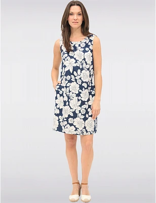 Manteaux | La maison du manteau au Québec Robe Sans Manches en Mélange de Lin Imprimé Floral Abstrait & Poches par Devia