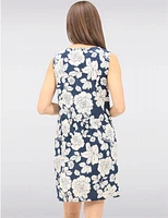 Manteaux | La maison du manteau au Québec Robe Sans Manches en Mélange de Lin Imprimé Floral Abstrait & Poches par Devia