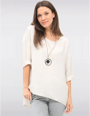 Manteaux | La maison du manteau au Québec Haut Fluide à Ourlet Asymétrique Manches 3/4 Col Rond et Collier par Froccella