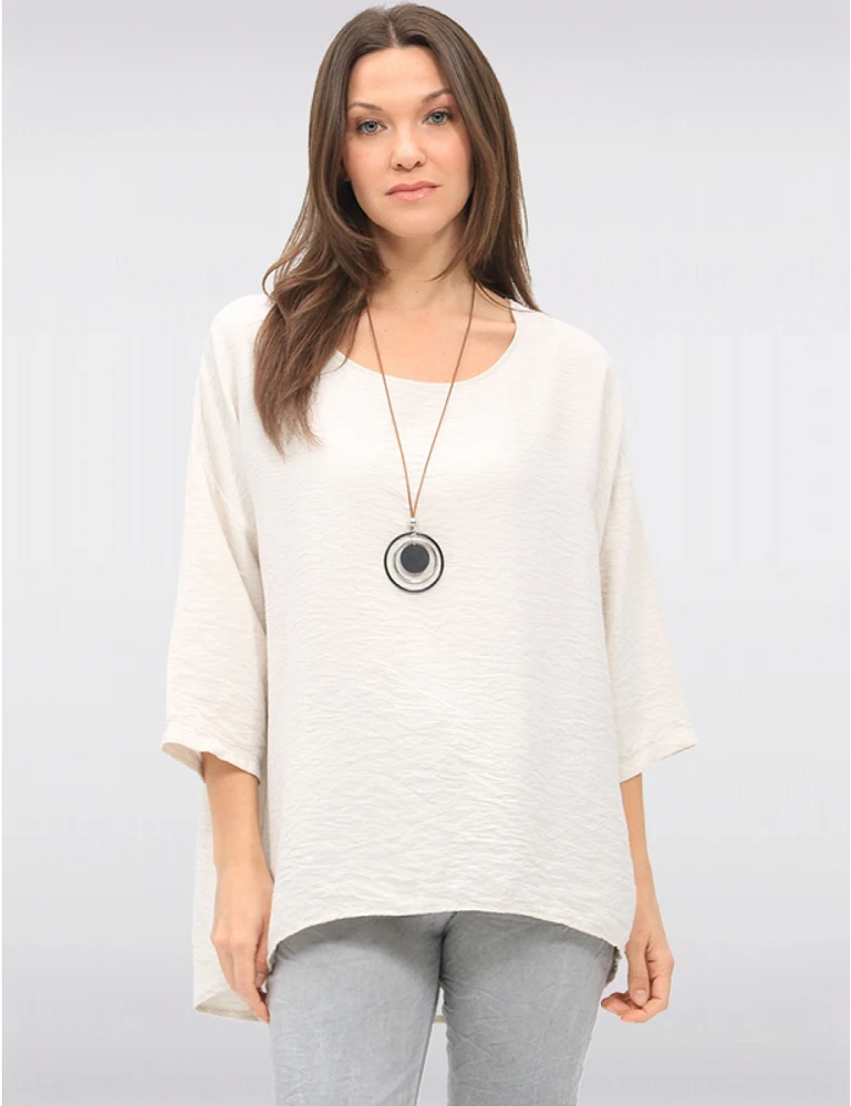 Manteaux | La maison du manteau au Québec Haut Fluide à Ourlet Asymétrique Manches 3/4 Col Rond et Collier par Froccella