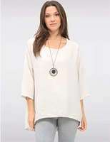 Manteaux | La maison du manteau au Québec Haut Fluide à Ourlet Asymétrique Manches 3/4 Col Rond et Collier par Froccella