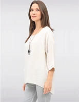 Manteaux | La maison du manteau au Québec Haut Fluide à Ourlet Asymétrique Manches 3/4 Col Rond et Collier par Froccella